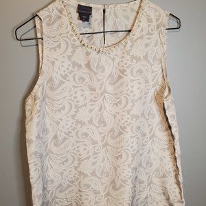 Covington Blouse w/ Faux Pearls on Neckline